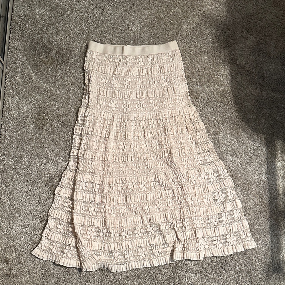 Max Studio Cream Textured A-Line Skirt